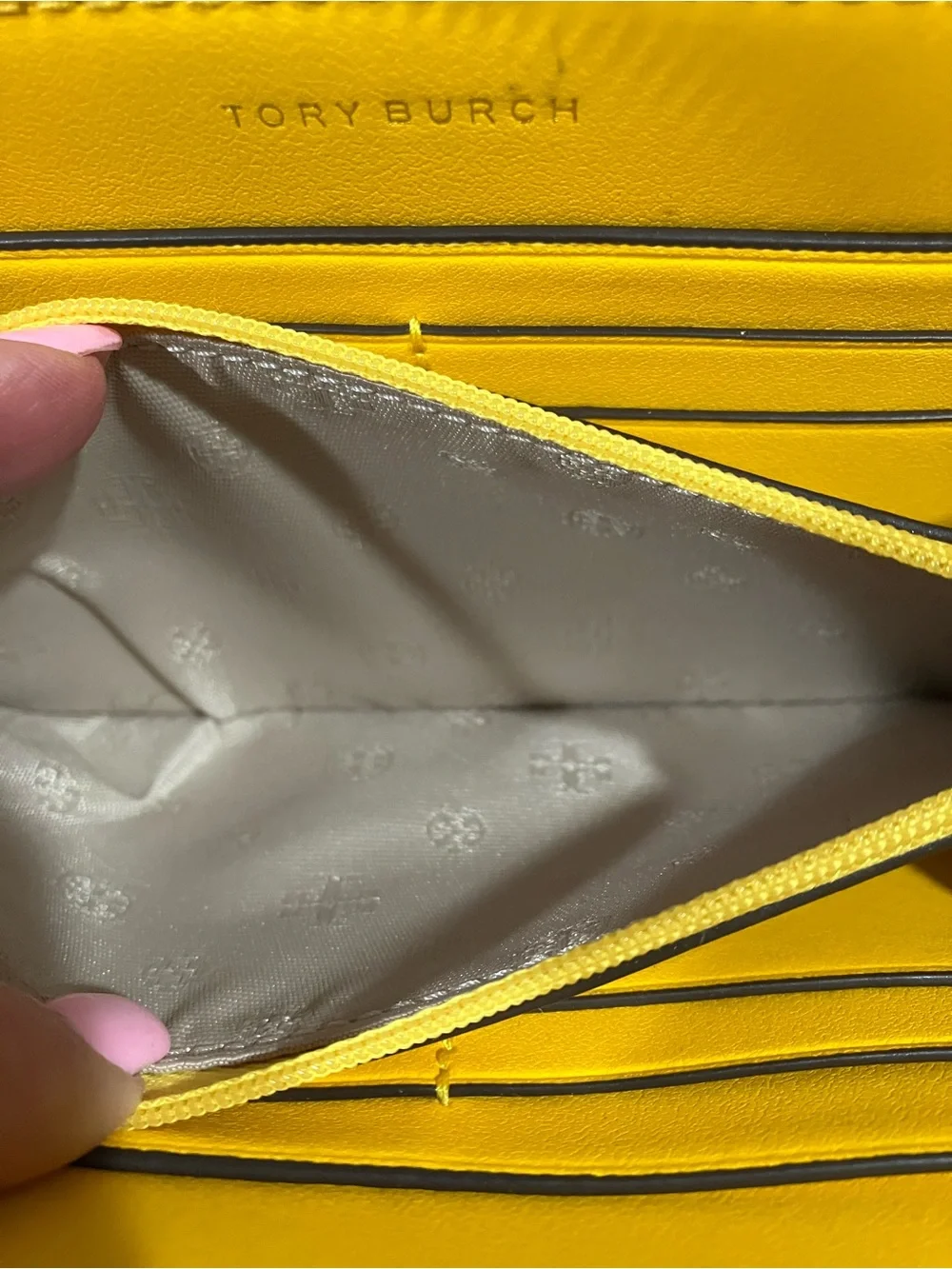 Tory Burch Bright Yellow Leather Zip Wallet